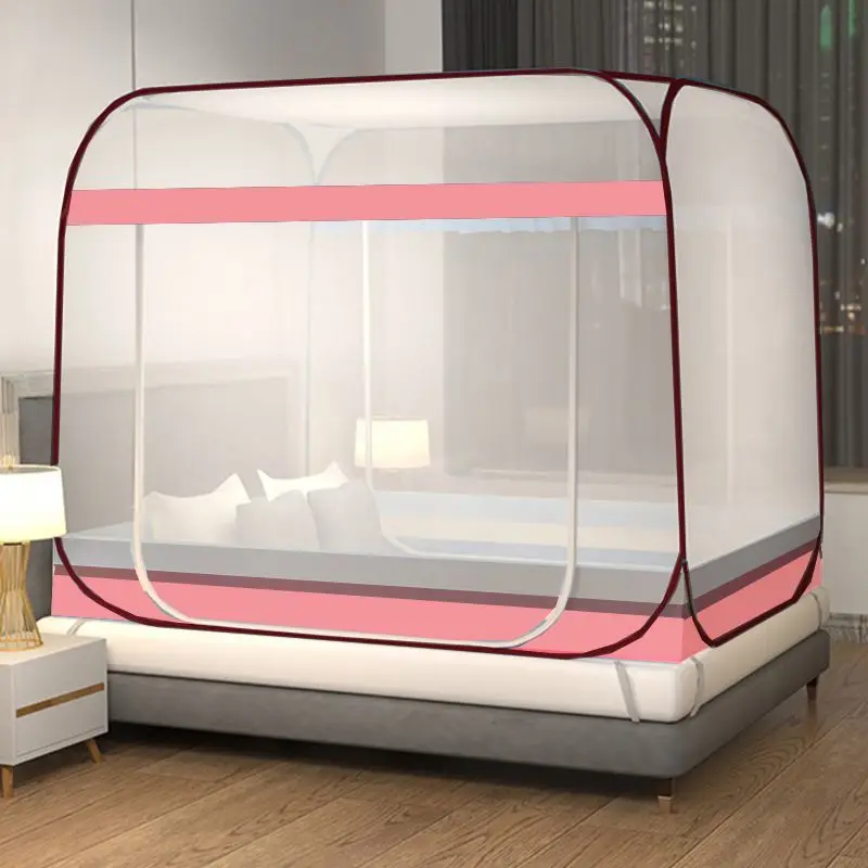 범용 설치 유르트 모기장, 가정용 이중 문짝 모기장, 패션 순수 색상, 무료 설치 