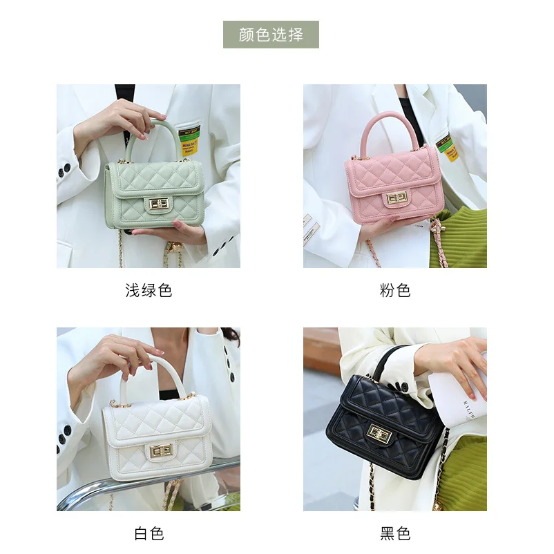 New fashionable and versatile high-end small square handbag, diamond chain bag, one shoulder crossbody bag