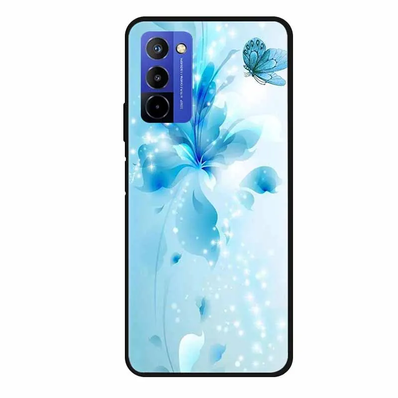 Flower Pattern TPU Soft Silicone Phone Case - Butterfly & Planet Design