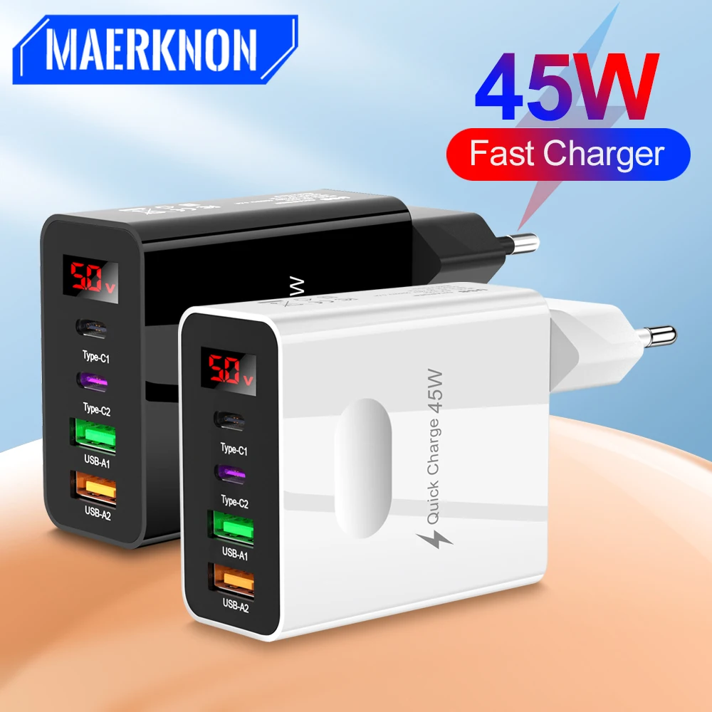 

45W USB C Charger Fast Charge Charger Quick Charge 3.0 Mobile Phone Adapters For Samsung Oneplus Xiaomi iPhone Type C PD Charger