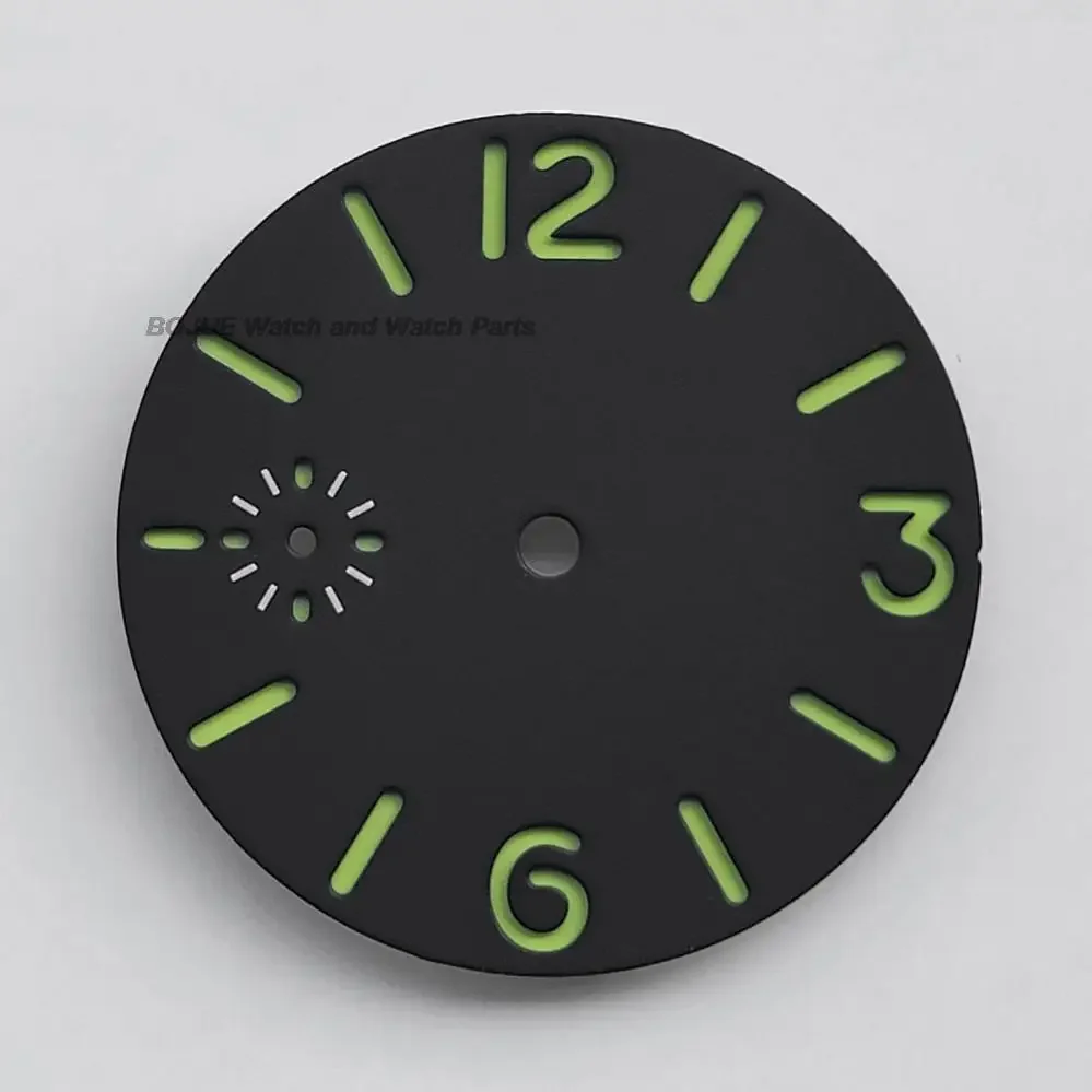 Watch Parts Watch Dial 36mm Double-deck Sandwich Black Dial Green Luminous for eta6497 6498 ST3600 Replacement Repair Tools watch dial accessories watch face accessories