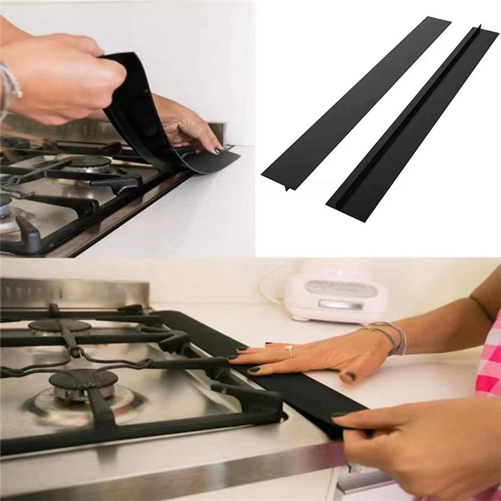 

2PC Silicone Slit Strip Stove Slit Kitchen Oil Stain Silica Gel Seal Insert