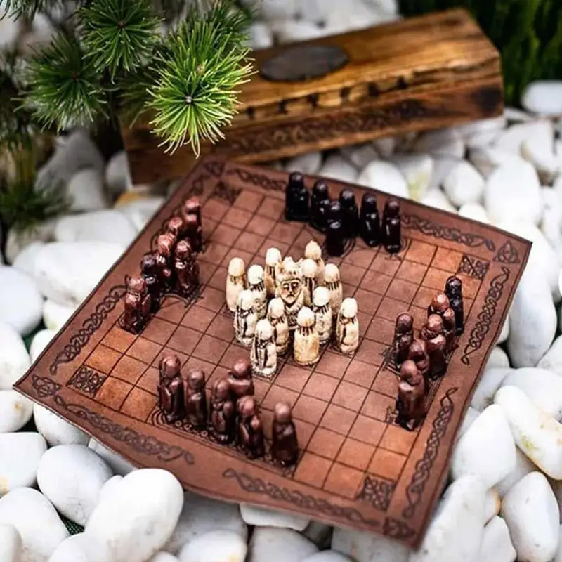 Viking Chess Set Asymmetric Chess Board Game Portable Strategy Games Learning Toys Chess Gifts Party Supplies For Kids Adults 3