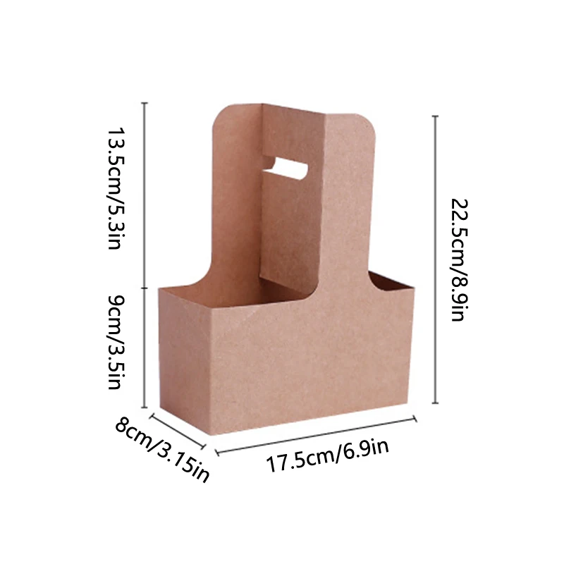 25 Pieces Hand Flower Box Kraft Paper Cup Holder Flower Arrangement Gift Box Coffee Takeaway