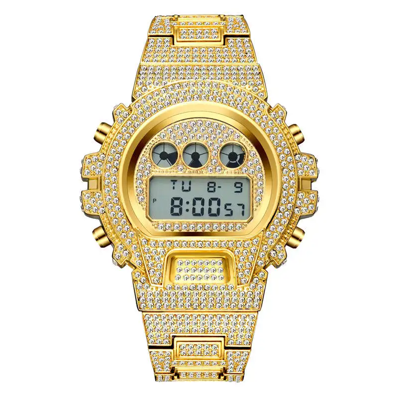 

Luxury Full Diamond Men's Watch Waterproof Clock Watch Quartz Wristwatch Japan Multifunctional Men's Electronic Watch Top Brand