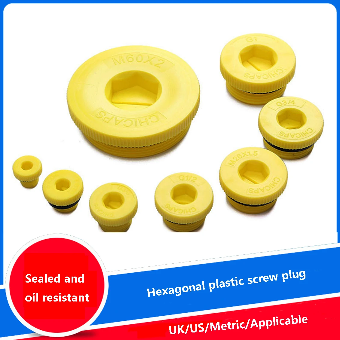 

1Pcs Hexagonal Plastic Internal Thread Plug Water Stop Plug Leak Stop Plug Hole Plug, Yellow Thread Plug With Sealing Gasket