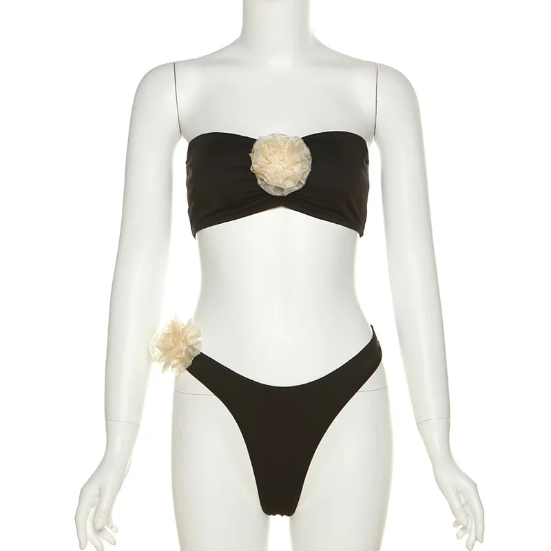 Flower Swimwear Women Bikini Suits Summer Beach Sexy Ladies Slim Bikiniler Bottoms Holiday Women's Swimming Suit 2025 New