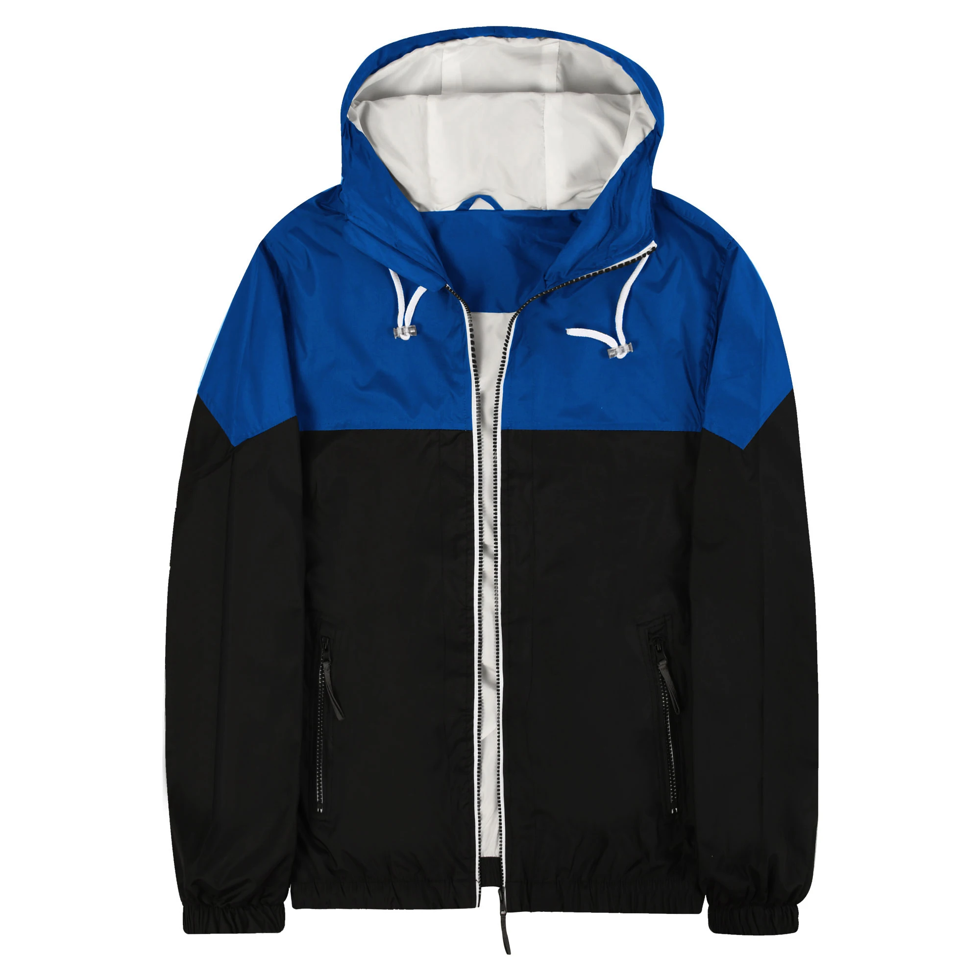 Men's Spring And Autumn New Colorblock Casual Jacket, Fashionable Hooded Windbreaker Coat
