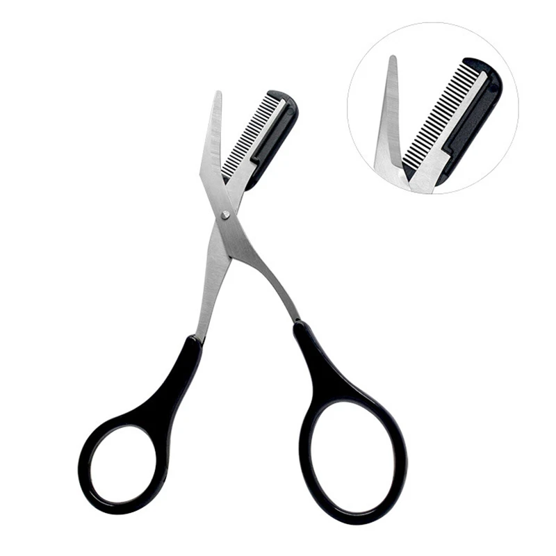 1pcs Eyebrow Trimmer Scissors Comb Eyelash Hair Scissors Clips Shaping Eyebrow Razor Grooming Wenkbrauw Trimmer 5 Color