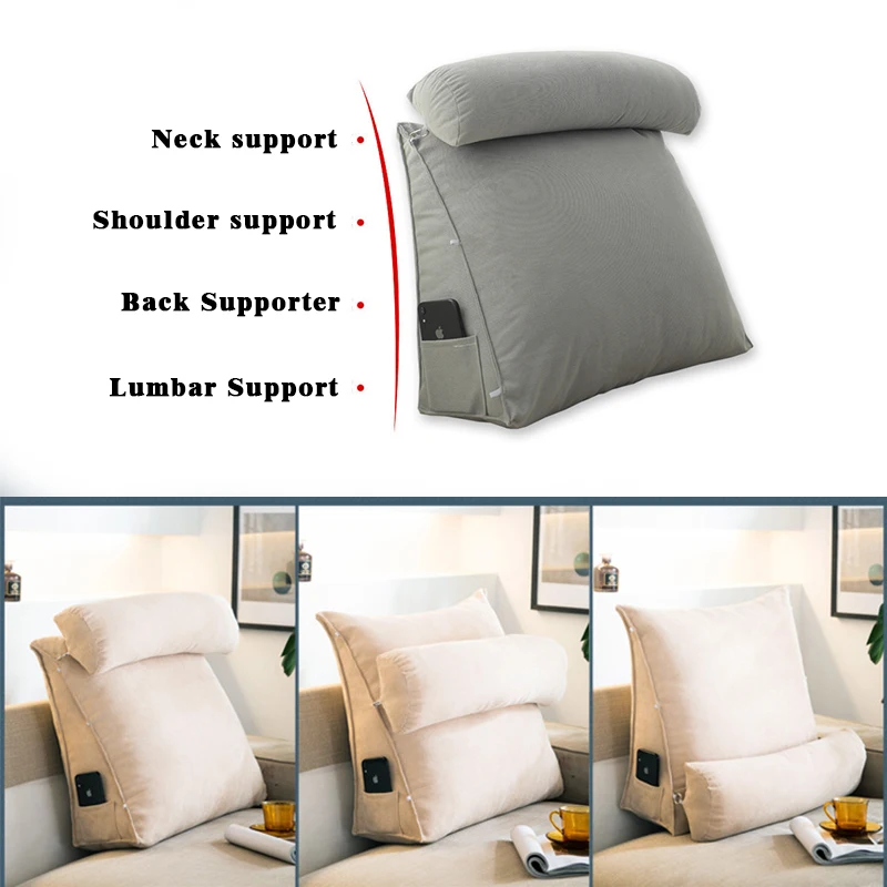 Triangle Pillow with Adjustable headrest pillows for bedroom living room  Reading Back Supporter Detachable sofa cusion - AliExpress