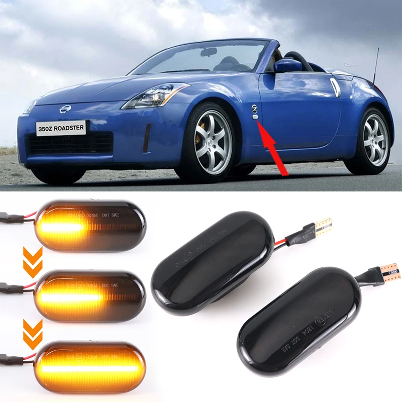 

Автомобильный боковой габаритный фсветильник, Динамический светодиодный поворотный сигнал светильник Nissan Tiida C11 Note E11 NE11 Micra K12 NP300 Navara D40 Qashqai...