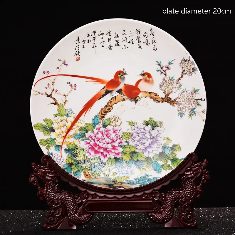 

Living Decorative Gift Modern Ceramic Chinese Decoration Logo Room Plate Customization Hanging Jingdezhen Ornament 20cm