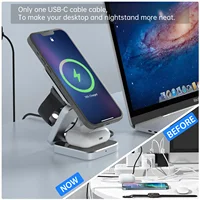 Travel 3 in 1 Magnetic Wireless Charger Foldable Stand Dock for IPhone 15, 14, AirPods,iwatch for Apple / for Samsung Galaxy S23 - Image 3