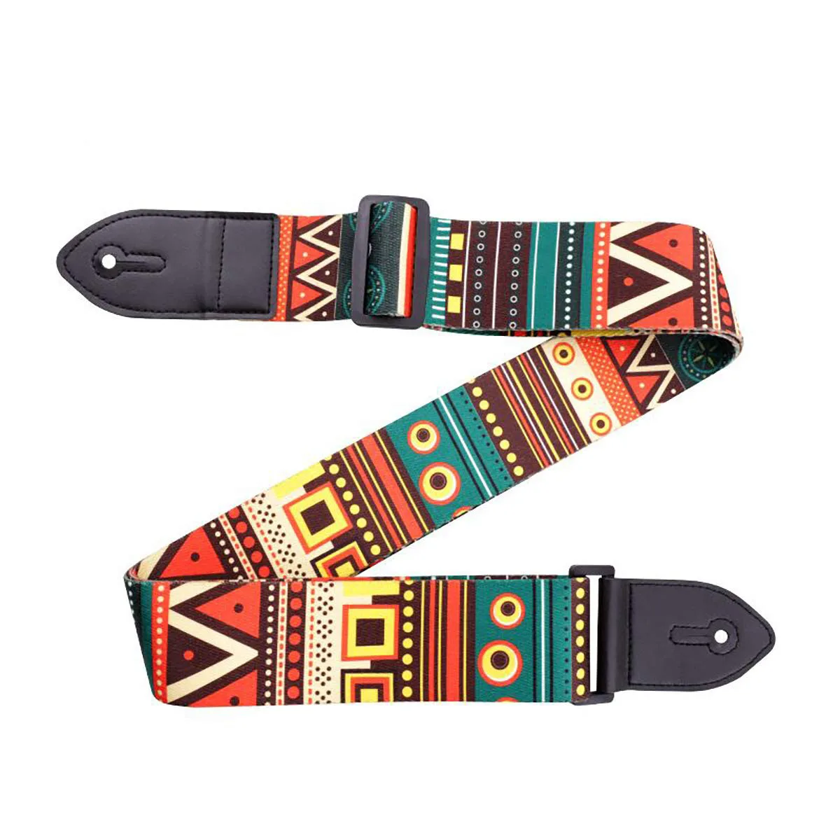 1 Stück verstellbarer Gitarrengurt aus Leder und Polyester, modischer Retro-Ethno-Stil, geeignet für Bass, elektrische und akustische Gitarre – Detail 10