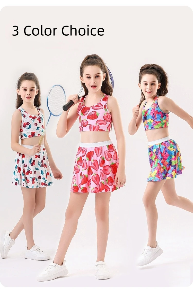 Girls Tennis Skirts Set with Sleeveless Tank Top and Skorts 9 S7c6e5fba57e146c1bf790065f1ecbd051