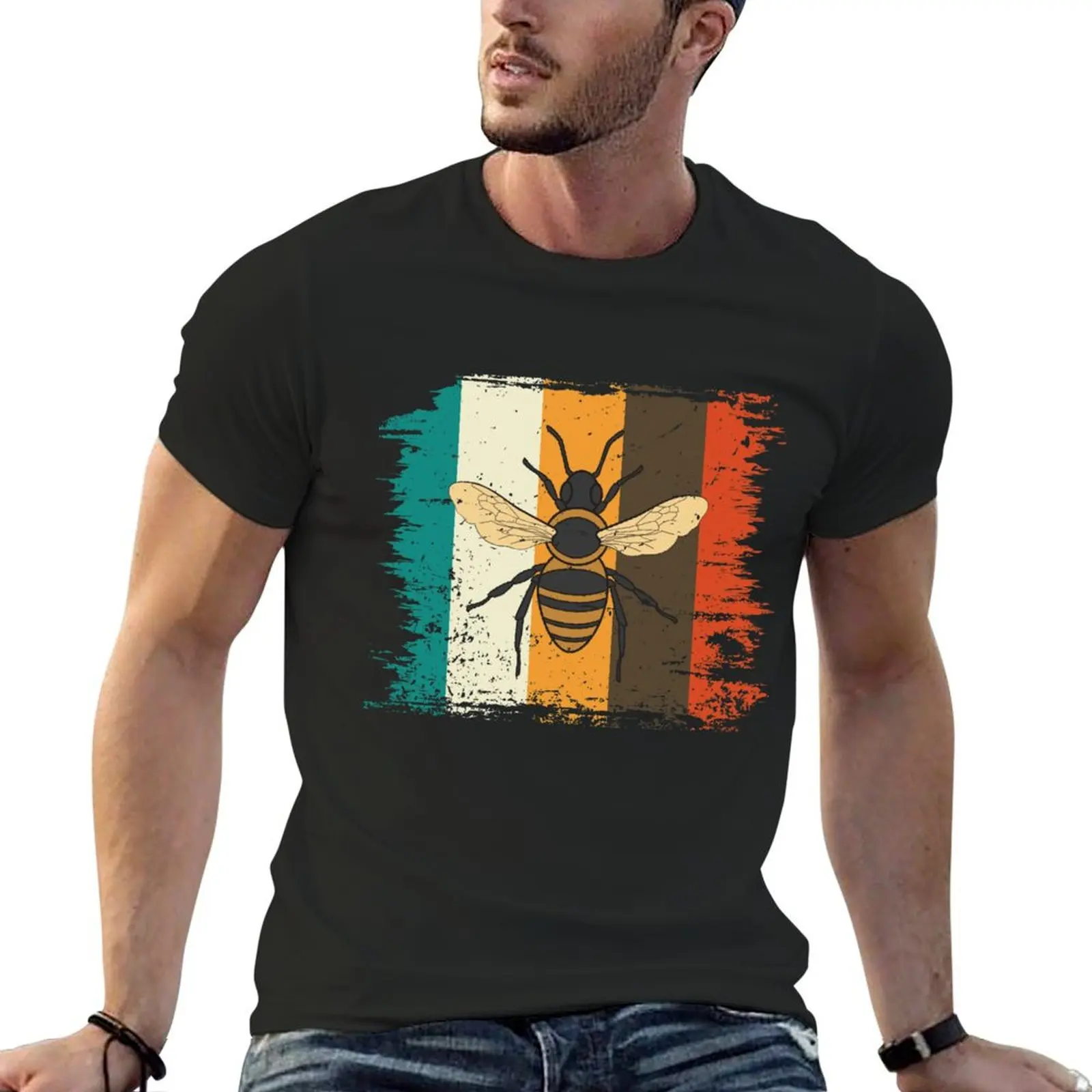 

Bee insect retro vintage beekeeper gift animal T-shirt boys animal print Short sleeve tee Men's t-shirts