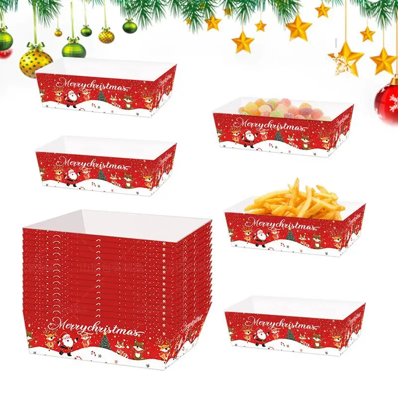 Christmas Paper Food Boats Christmas Snack Food Serving Boats Plates Paper Serving Tray Trays For Snacks