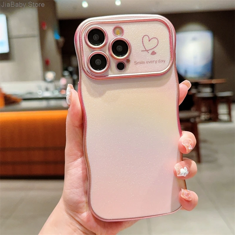 Coque de protection pour appareil photo en forme de cœur avec liquide pailleté de luxe pour iPhone 11 12 13 14 15 16 Plus Pro Max_voghion.com