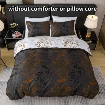 枯木逢春 Printed Three-Piece Quilt Cover Set, Skin-Friendly and Breathable Bedding, Suitable for All Seasons (1 Quilt Cover + 2 Pillowcases), Ultra-Soft Breathable Fabric, Skin-Friendly, Comfortable, Breathable, Machine Washable 1