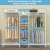 V6C Heavy Duty Covered Clothes Rack Portable Wardrobe Closet, 5 Tiers Wire Garment Rack White Metal Clothing Rack 6