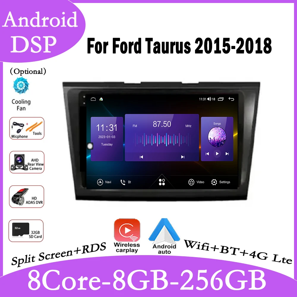 

Автомагнитола 9 дюймов, 4G + WIFI, Android 14 для Ford Taurus 2015-2018, мультимедийный видеоплеер, навигация, GPS, стерео, авто