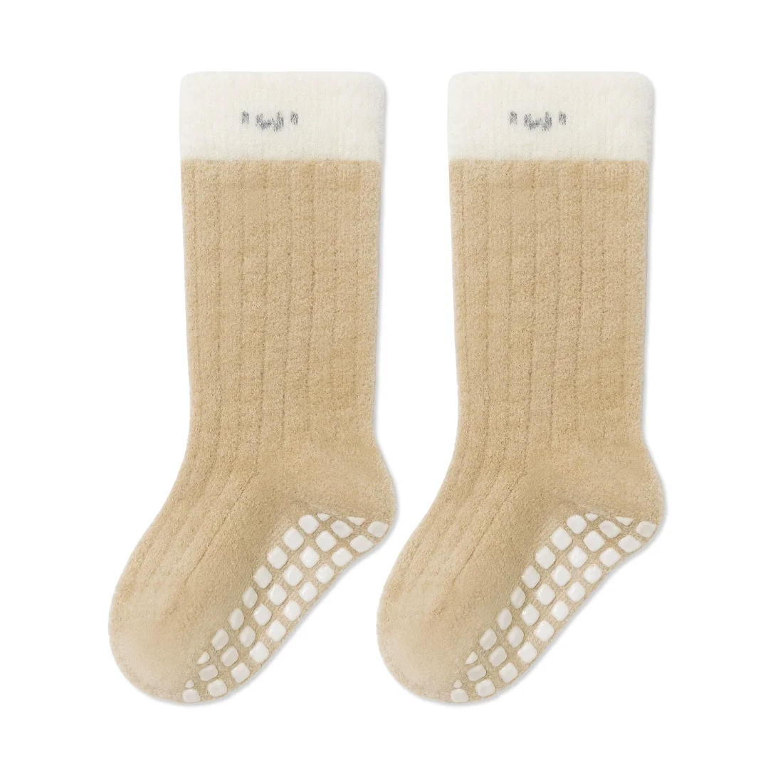 1–5 Jahre Kinder-Bodensocken, Herbst/Winter, mit Fleece gefüttert, dick, warm, Unisex, für Babys bis zur Mitte der Wade, rutschfeste Wandersocken für Kleinkinder – Detail 12