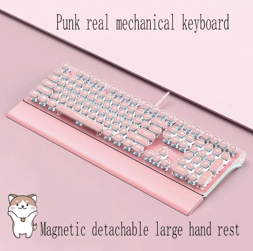 

Механическая клавиатура в стиле стимпанк, механическая клавиатура с передним ходунком, для Интернет-кафе, домашних компьютерных игр, специальная клавиатура + подставка для рук