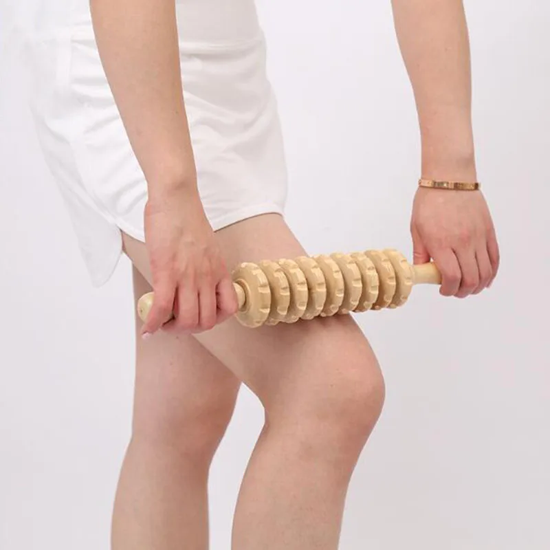 meridian   no paint Ecru nine rounds thick shaft Whole body massage roller pounded his waist back massage neck leg wooden