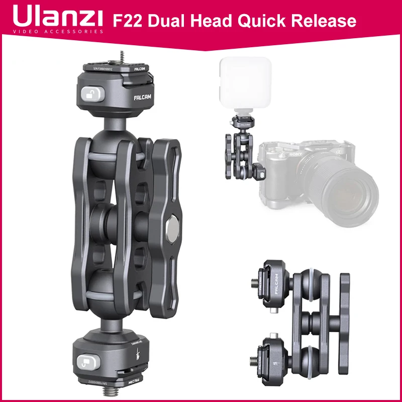 Ulanzi-マジックアーム付きF22スイベルカム,360度回転,デュアルヘッド,dslrカメラモニター,録音,マイク,オーディオ