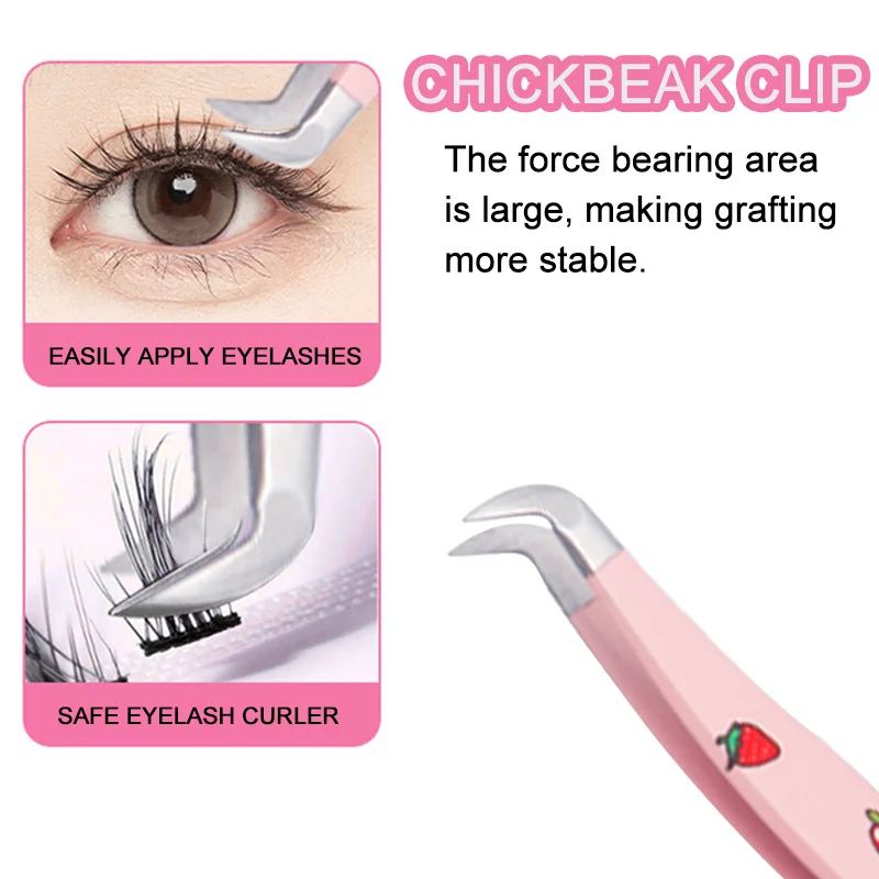 False Eyelash Tweezers Stainless Steel Anti-static Pincet Curved Strip Professional 3D Lashes Extension Tweezer Makeup Tools