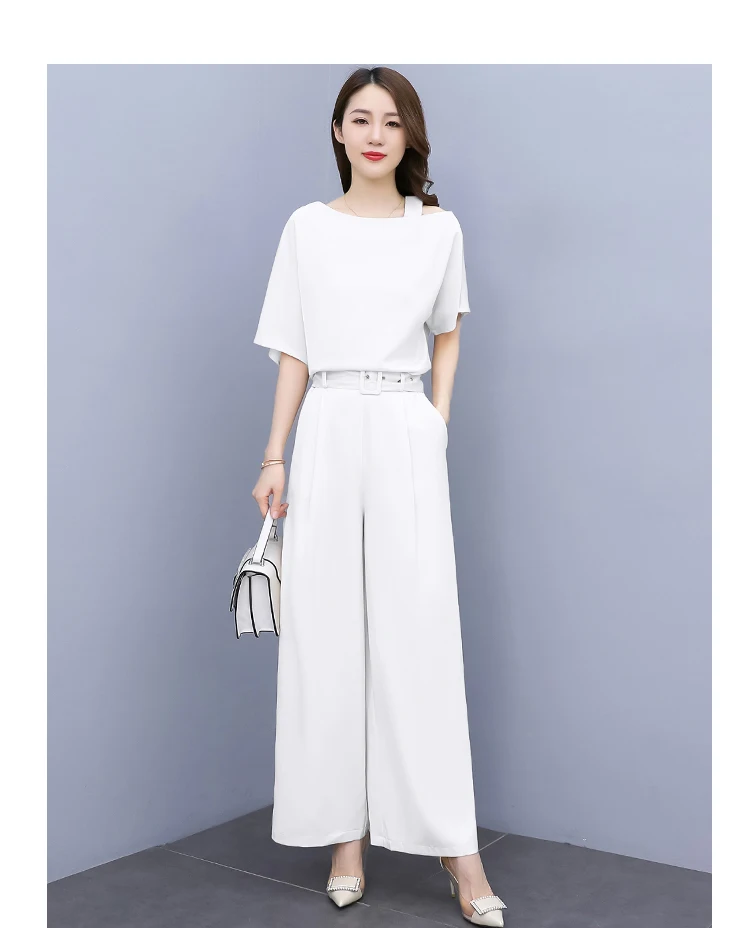 formal pant suits JXMYY Wide Leg Pants Suit Women's 2021 Summer New Fashion Temperament Large Size Light Familiar Style Two-Piece Suit Dress Suits