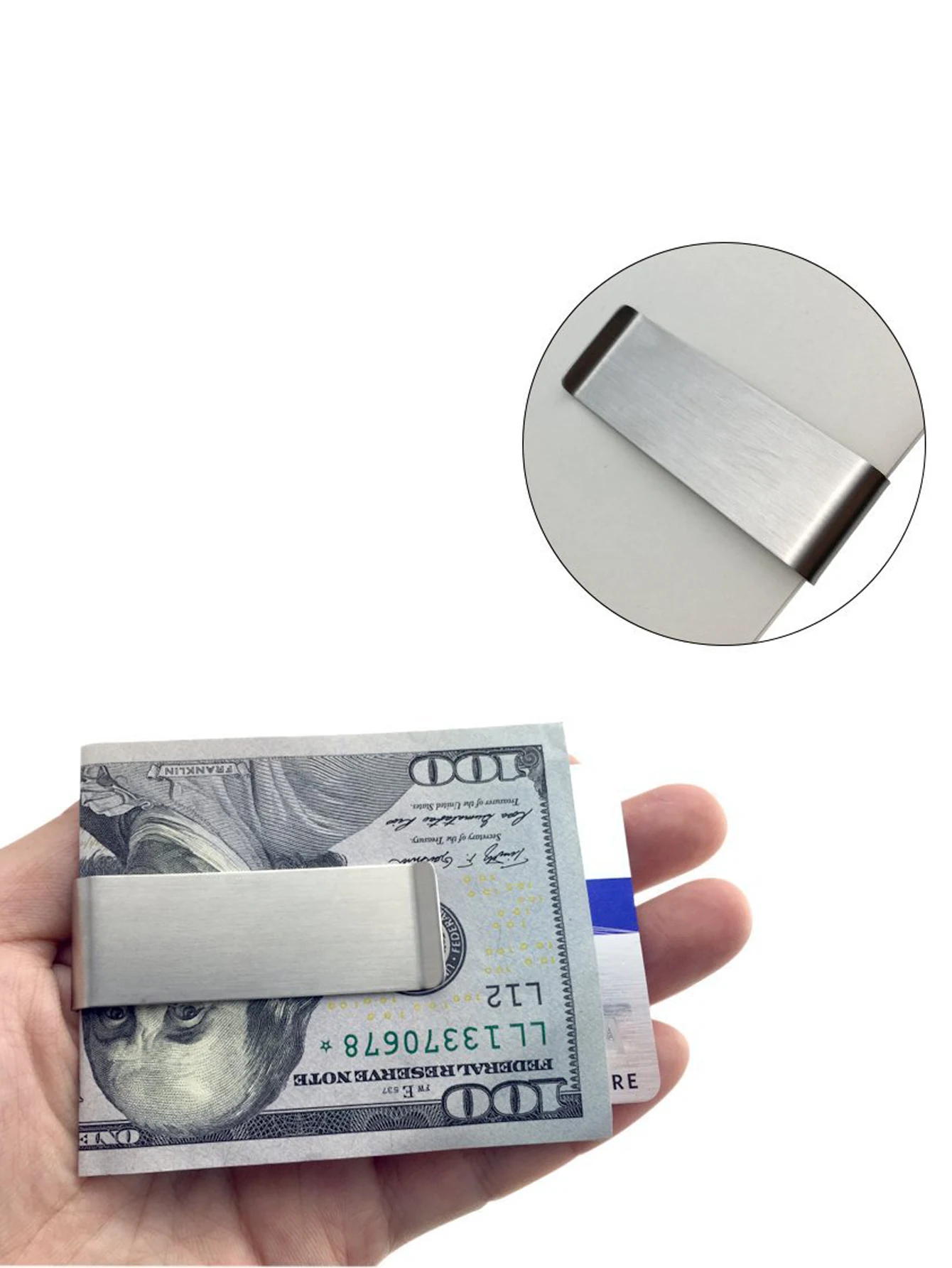 Minimalist Stainless Steel Solid Color Money Clip Wallet