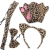 4 Piece Leopard Headband Set Animal Cosplay Accessory Halloween Costume Adult Party Headband Ears Tail Gloves Birthday Christmas 4