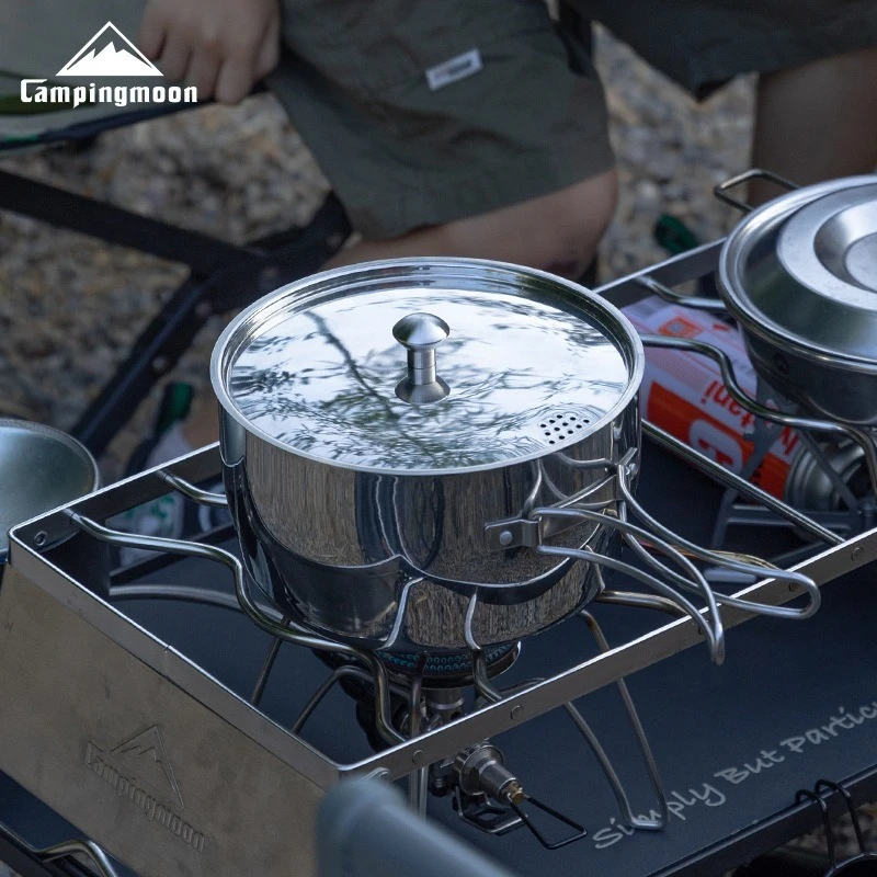 Thickened Composite Stainless Steel Outdoor Camping Soup Pot Portable Picnic Pot And Cooking Utensils Boiling Water
