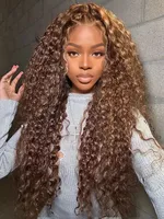 4 27 mettre en évidence 250 densité Ombre vague d'eau Hd dentelle avant perruques sans colle perruques 30 pouces brun 13x6 Hd dentelle frontale perruques de cheveux humains 3