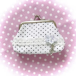 Charming Vintage - Inspired Y2K Lace Coin Purse with Rose Details and Hanging Pendant (WHITE)