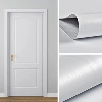 118in หนาสีขาวลายไม้สติ๊กเกอร์ติดผนังกันน้ําไวนิลแถบวอลล์เปเปอร์ม้วนห้องครัว self-กาวประตูตู้ decorati 1