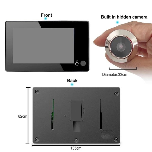 Digital Wide Angle DOOR camera Monitor 4.3 Inch  Video Camera Peephole Monitor Peephole Doorbell Viewer Color Screen 5