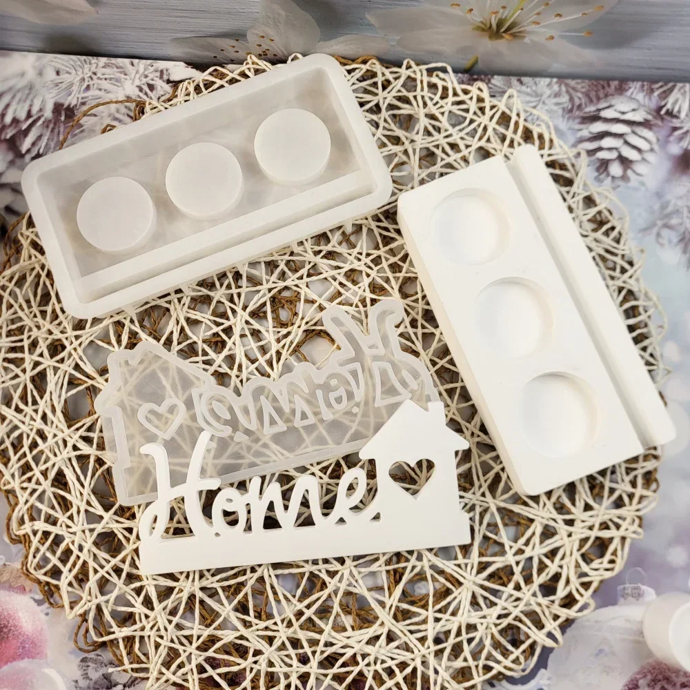 HOME Ornament Silicone Molds DIY Candle Holder Concrete Cement Gypsum Plaster Mould Furniture House Craft Plugin Card Resin Mold