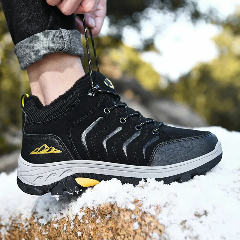 New Winter Men Boots Fur Warm Snow Boots Men Winter Boots Work Shoes Men Waterproof Ankle Boots Outdoor Men's Sneakers Footwear