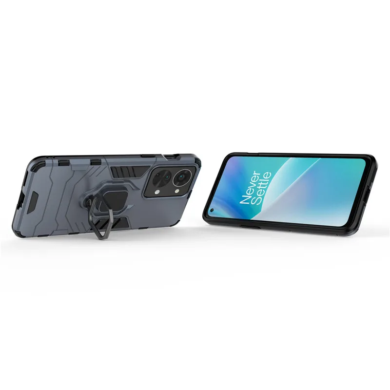 Für OnePlus Nord CE 2 2T N10 N20 N100 N200 Lite 5G Hybrid-PC + TPU-Rüstung Anti-Drop-Gehäuse Rotierender Ring-Ständer-Halter-Abdeckung_voghion.com
