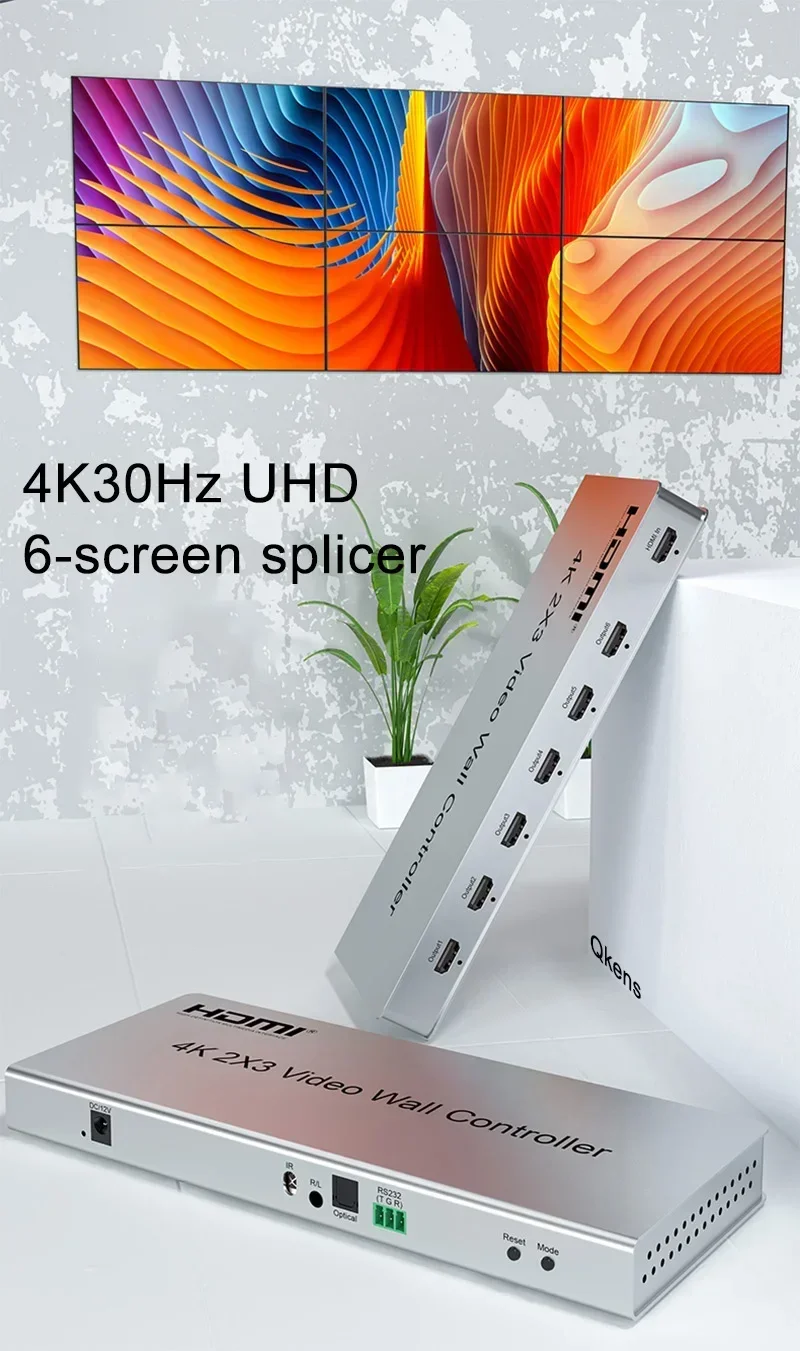 4K 2x3 HDMI 비디오 월 컨트롤러 2x2 2x1 1x2 3x2 2 4 6 멀티 스크린 TV 월 스티칭 프로세서 멀티 스크린 비디오 스플라이서 박스