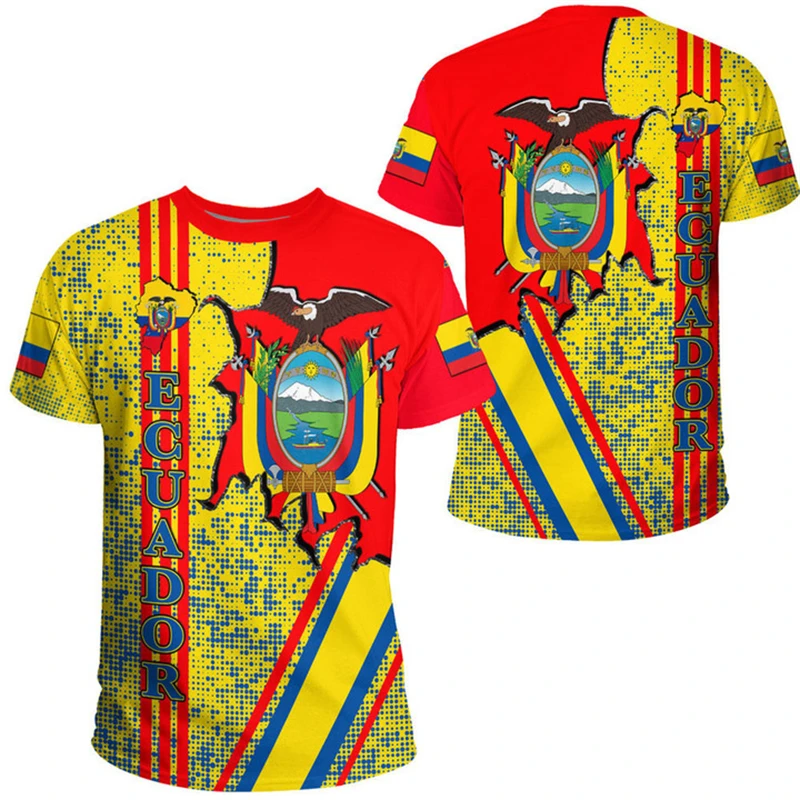 Hip Hop T Shirts Men Women Ecuador Flag Casual Tee Shirt Ecuadorian National Emblem 3D Printed Breathable Short Sleeve Gym Tops_voghion.com