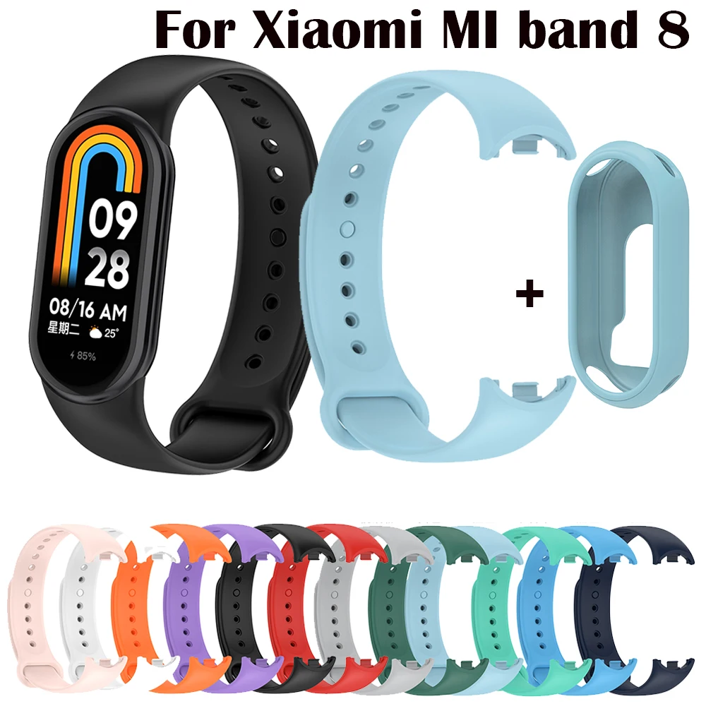 

Strap For Xiaomi Mi Band 8 SmartWatch Soft Sport Silicone Band For xiaomi miband 8 strap Wristband Wriststrap Bracelet+ case