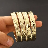9K Color 55MM Kid Size Cute Shiny Bracelet Hawaiian Jewelry Polynesian Gold Plated Flower Bangles Girls Birthday Party Gift #045 1