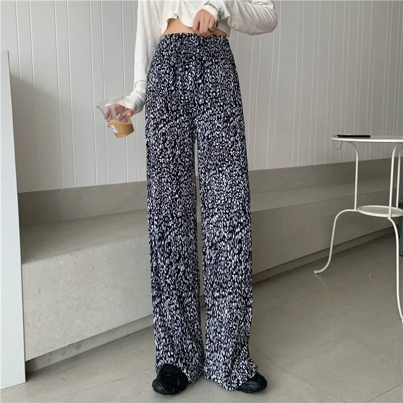 Khaki Leopard High Waist Joggers Y2K Flare Pants Female Casual Long Sweatpants 2024 Fall Women E Girl Aesthetic Indie Trousers khaki woven belt round buckle khaki straw belt for women girl women’s boho summer waist piece clothing jewelry