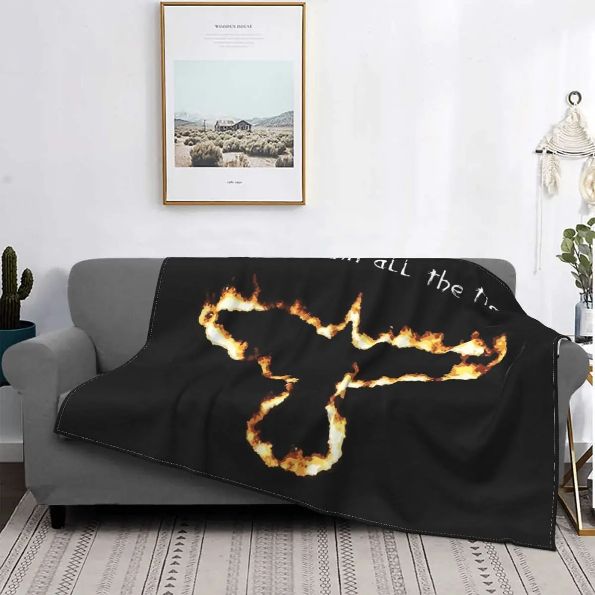

Birds Super Warm Flannel Blankets Fire Crow Blankets Blanket ,for Travel /Office Lunch Break Adult fans Gifts for Bedroom Couch