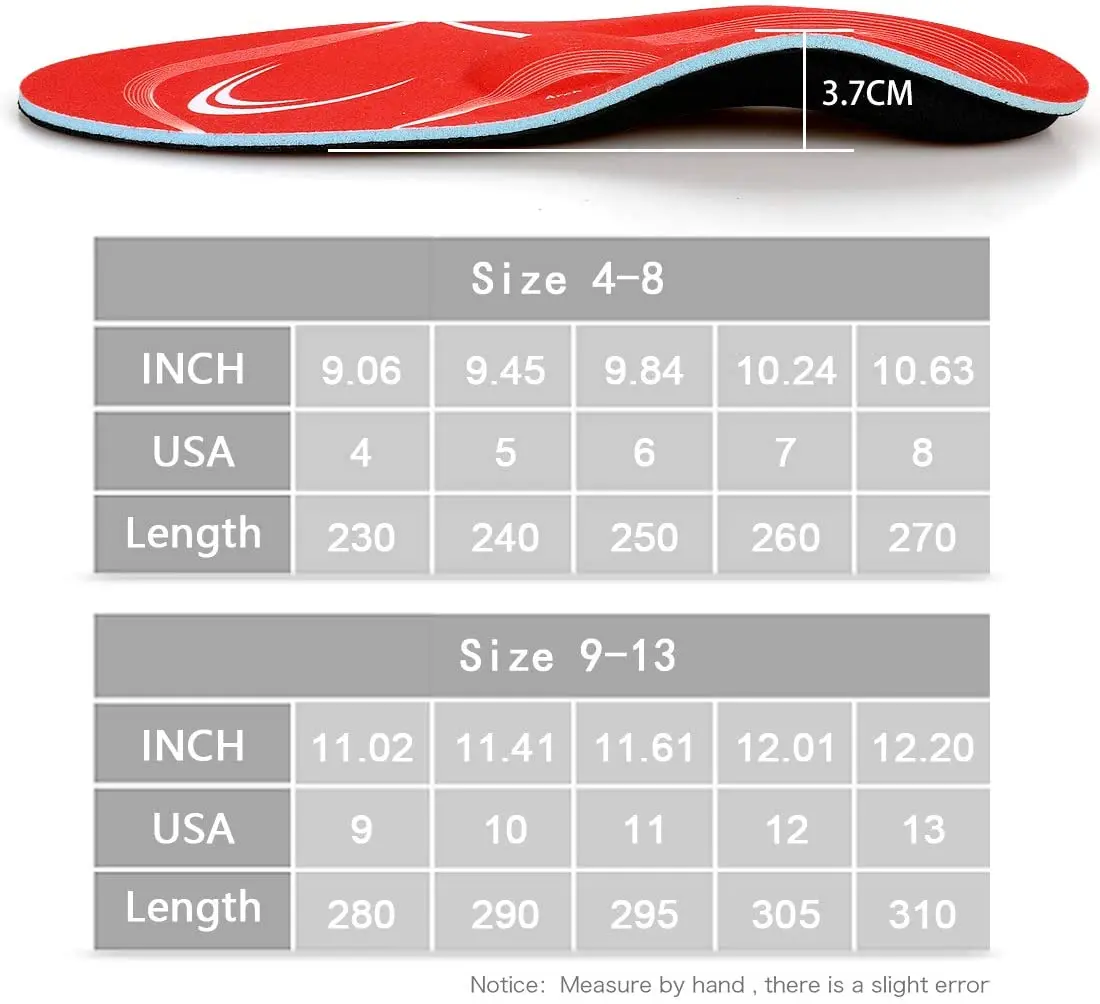 Walkomfy Pain Relief Orthotics Plantar Fasciitis Arch Support Insoles Shoe Inserts All-Day Shock Absorption Design For Men Women