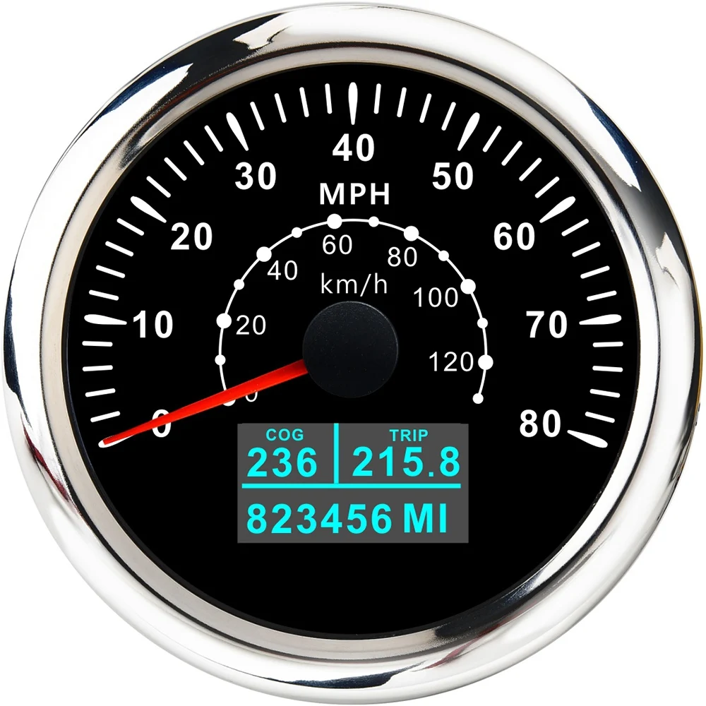 

85MM GPS Speedometer 3 in 1 LCD Display Speed Odometer W/COG Trip Total Mileage 120KM/H,80MPH for Car Boat Marine