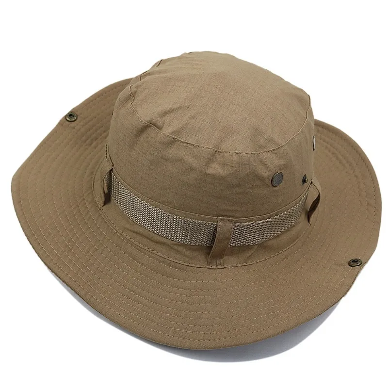 Custom Print Logo Outdoor Sunscreen Big Eaves Camping Bucket Hat Men and Women Denim Sunshade Drawstring Breathable Fishing Cap 5